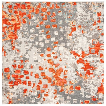 Safavieh 12 x 12 ft. Madison Bohemian Square Power Loomed Rug Grey & Orange MAD425H-12SQ